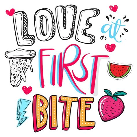 Premium Vector Love At First Bite Food Quote