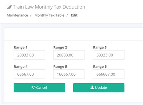 maintenance train law tax deduction table monthly