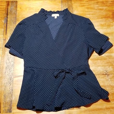 Monteau Tops Monteau Los Angeles Black With White Polka Dot Blouse Xl Poshmark