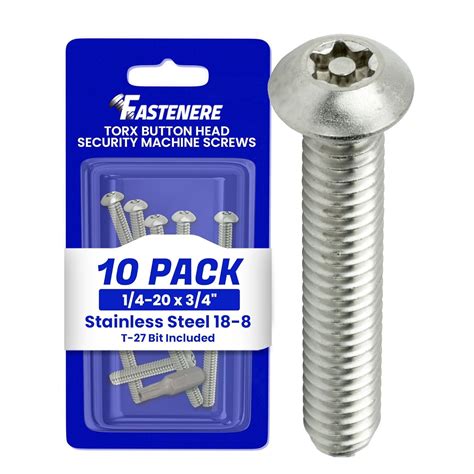 X 3 4 Button Head Torx Security Machine Bolt S Stainless Steel Tamper Resistant Qty 10 Thread