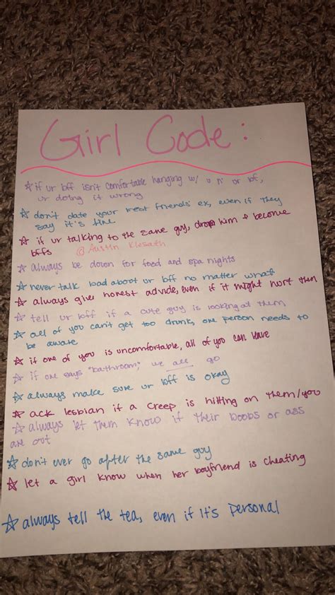 Girl Code Best Friends Rules List Friends Journal Diary Ideas