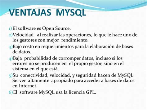 Ventajas Y Desventajas Mysql