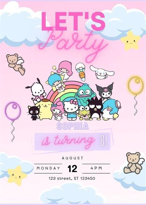 Editable Hello Kitty Birthday Invitation Template Artofit