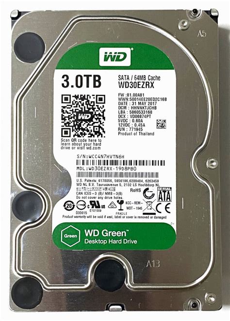 Western Digital WD Green HDD WD30EZRX 3 5インチ 3TB SATA ハードディスク 3263 回