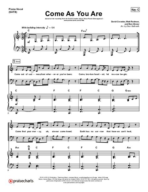 Come As You Are Sheet Music PDF (David Crowder) - PraiseCharts