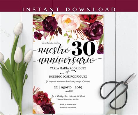 Invitaciones De Aniversario En Espanol