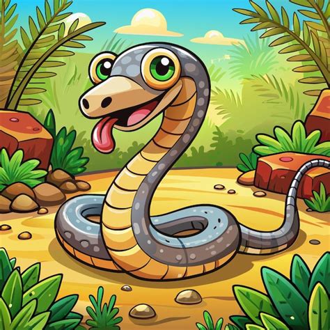 Premium Vector A Cartoon Of A Snake With A Green Mouth And His Tongue