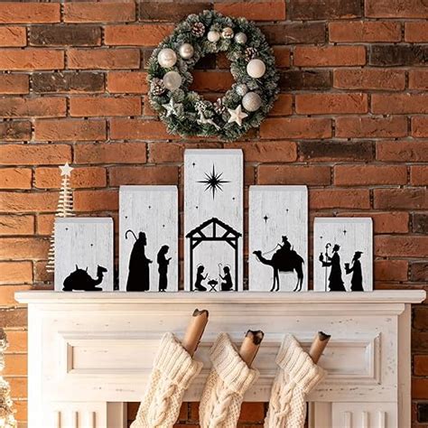 Amazon Soaoo Pcs Christmas Wooden Block Nativity Scene