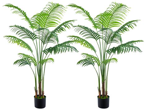 Aphighjoy 2Packs 5FT Artificial Areca Palm Fake Plants Palm Tree Faux