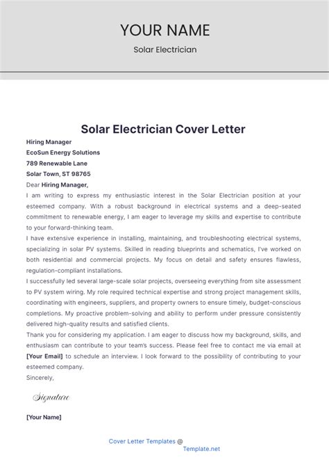 Electrician Cover Letter Templates Edit Online And Download