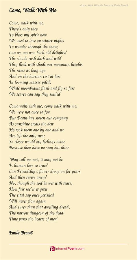 Come Walk With Me Poem By Emily Bronte