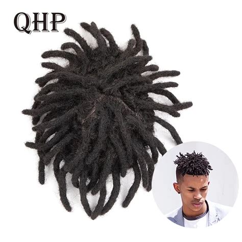 Qhp Dreadlocks Toupee Men Afro Kinky Curly 100 Human Hair Wigs For