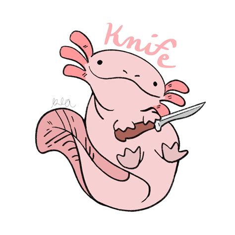 Axolotl With Knife Handmade Sticker Etsy