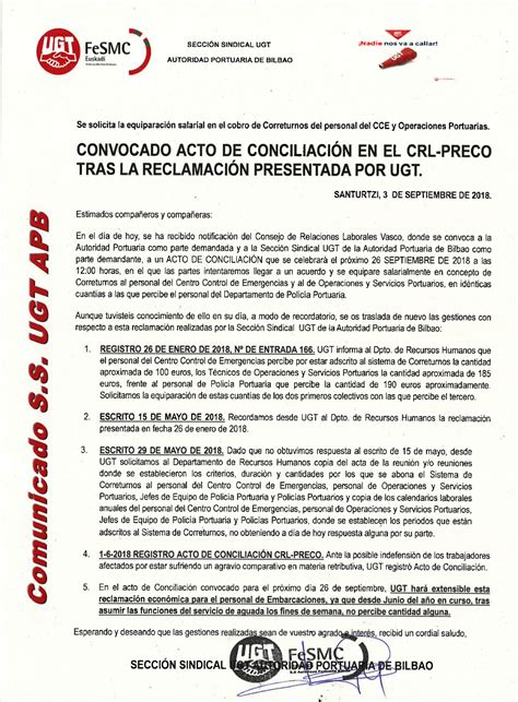 La Secci N Sindical De Ugt En La Apb Mete Conflicto Colectivo Por