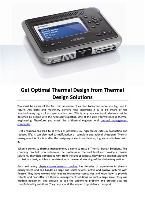 Get Optimal Thermal Design from Thermal Design Solutions by Thermal ...