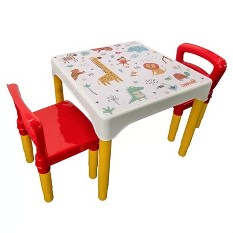 Conjunto Mesa Mesinha Infantil Cadeiras Escolar Pl Stica Animais