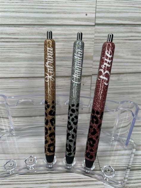 Glitter Pens Leopard Pens Glitter Leopard Pen Leopard Etsy