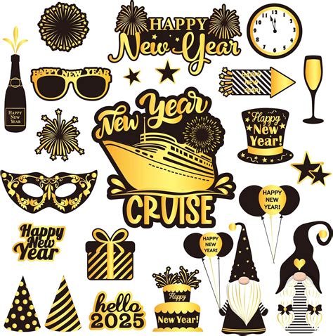 Amazon Whaline 23Pcs New Year Cruise Door Magnet Gold Black