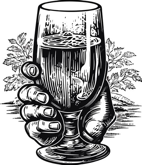 Premium Vector Male Hand Holding A Glass Of Alcohol Drink Hand Drawn Design Vintage Engraving