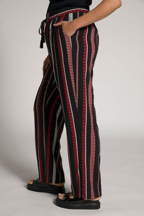 Graphic Stripe Elastic Waist Wide Leg Rose Fit Pants Comfort Pants