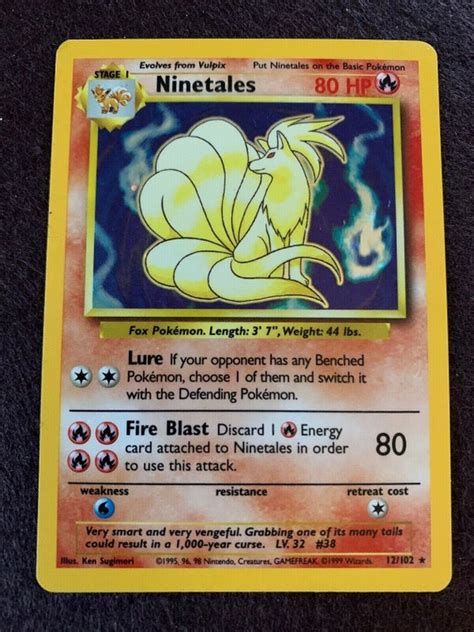 Ninetales Rare Holofoil Pokemon Card Free Delivery Gift