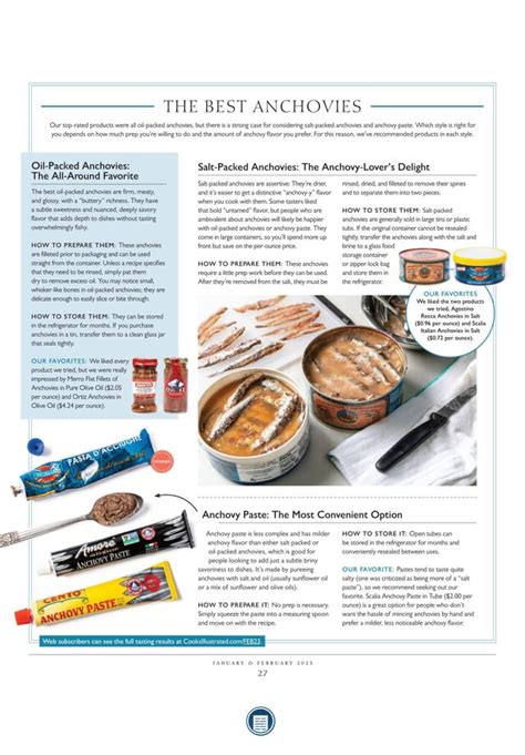 Cooks Illustrated Magazine Reviews Anchovies In Current Issue R