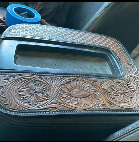 Custom Tooled Leather Center Console Etsy In Leather Tooling