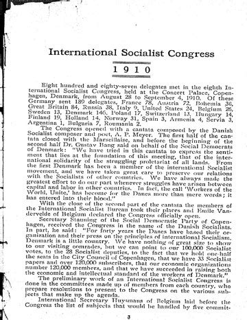 International Socialist Congress, 1910; Second International Conference ...