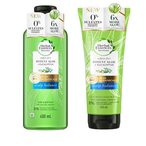 Herbal Essences Potent Aloe Eucalyptus Shampoo 400ml Conditioner