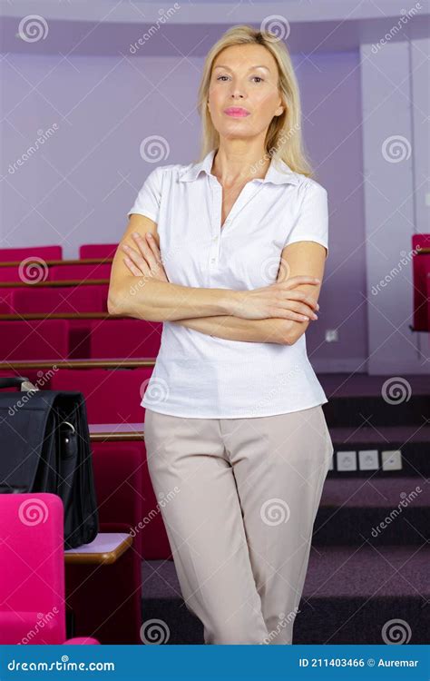 Portrait Attractive Mature Female Teacher Stock Photo Image Of Stern