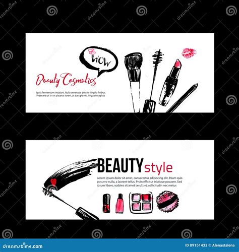 Banner Templates For Makeup Artist Stock Vector Illustration Of Blush