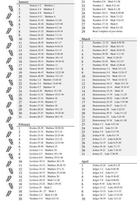 Printable Chronological Bible Reading Plan