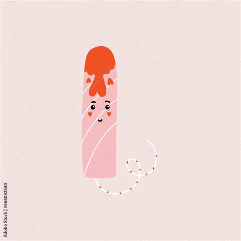 Menstrual Tampon Character With Heart Bloodmenstrual Tampon Character