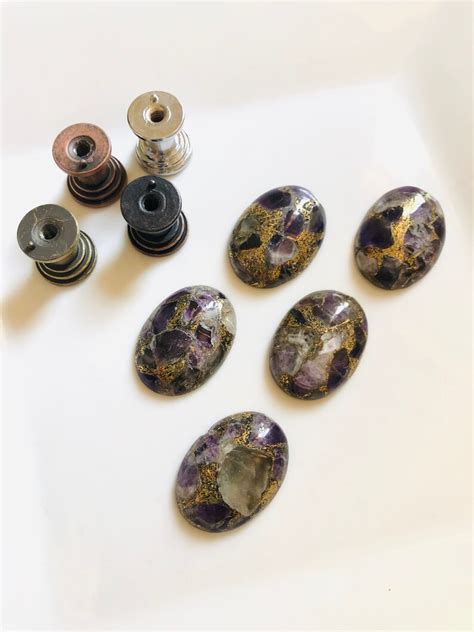 Purple Stone Cabinet Knobs Kyanite Drawer Knob Stone Cabinet Etsy