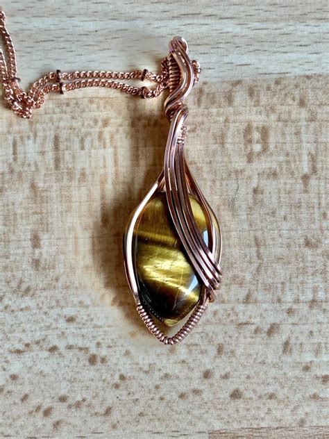 Tiger Eye Pendant Copper Tigers Eye Pendant Tiger Eye Etsy Eye