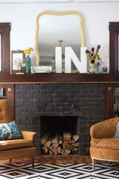 Dark Blue Painted Brick Fireplace – Warehouse of Ideas