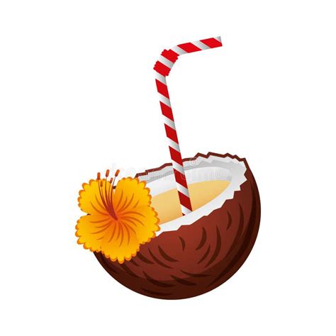 Tropical Coconut Cocktail Icon Stock Vector Illustration Of Beverage