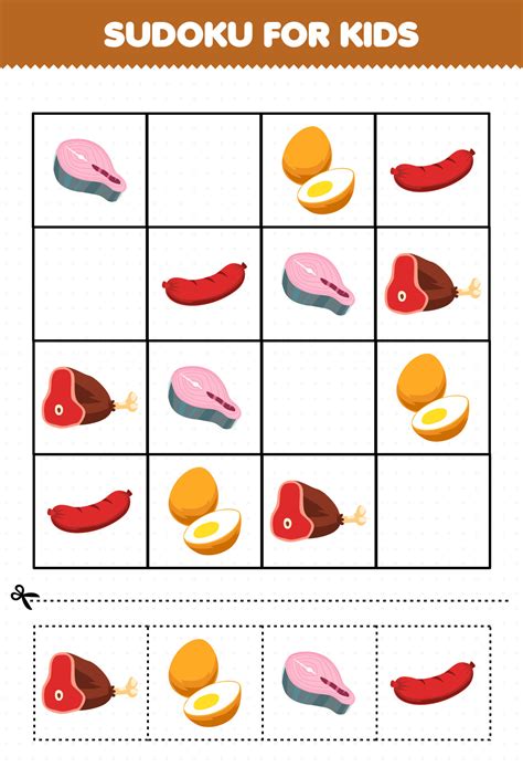 education game  children sudoku  kids  cartoon food salmon