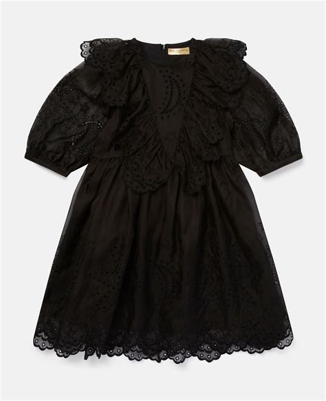 Girls Black Broderie Anglaise Puff Sleeve Dress Stella Mccartney Au