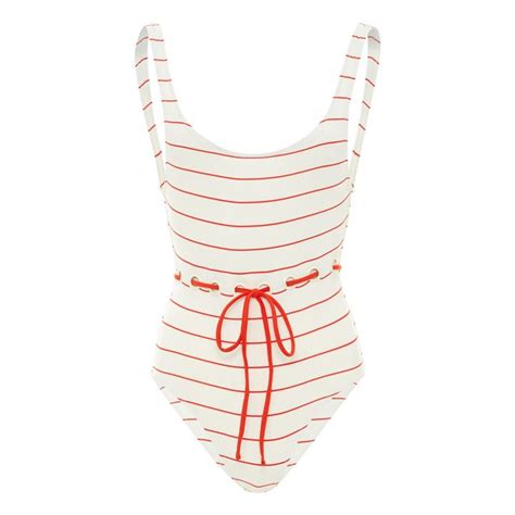 Anne Marie One Piece Swimsuit White Solid And Striped Fashion Adult