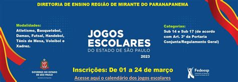 Inscri Es Jogos Escolares Jeesp Diretoria De Ensino Regi O De