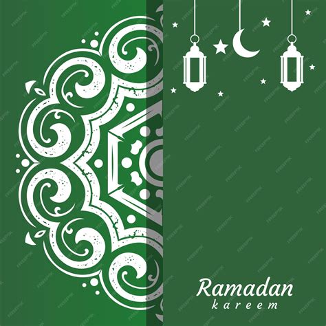 Premium Vector A Green And White Card With A Ramadan Banner And A