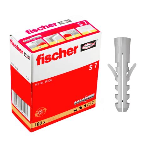 Taquete De Nylon Para Materiales Solidos S7 Caja Con 100 Piezas Fischer