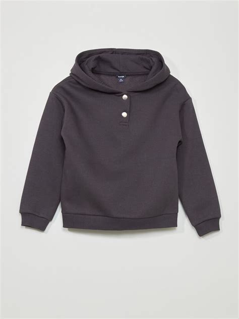 Sudadera con capucha y cuello con automáticos gris oscuro Kiabi