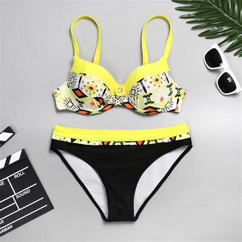 Buy Women Sexy Split Bikini Set Swimwear Push Up Padded Bra Swimsuit