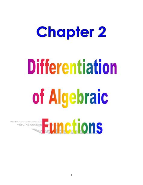 Solution Chapter 2 Differentiation Of Algebraic Functions Studypool