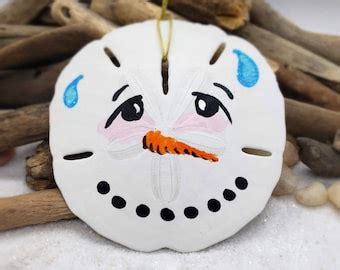 Hand Painted Smiling Snowman Face Handcrafted Florida Sand Etsy