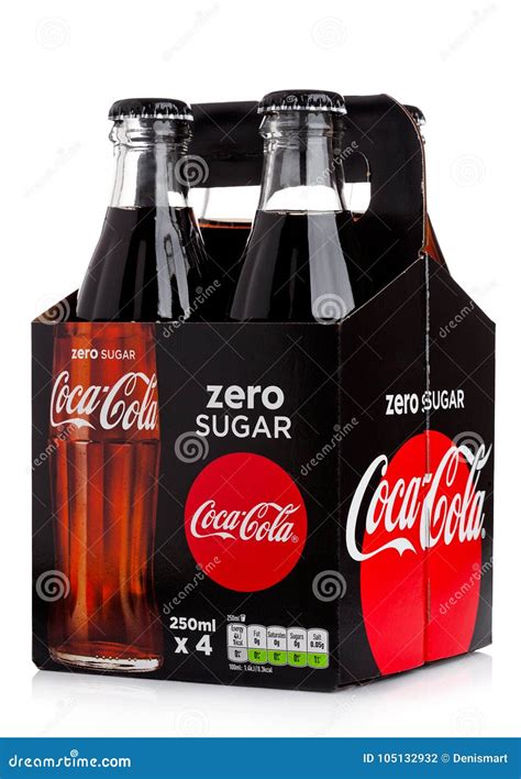 London Uk December 01 2017 Bottles Pack Of Zero Coca Cola On White