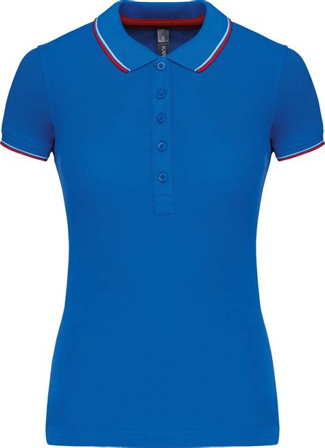 Polo Dames M Kariban Kraag Met Knopen Korte Mouw Light Royal Blue Red