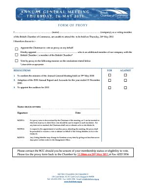 Fillable Online Britcham Org Agm Form Of Proxydoc Britcham Org